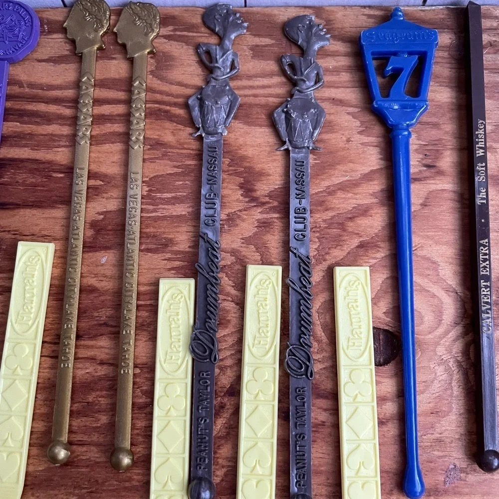Vintage Swizzle Sticks Drink Stirrers LOT OF 27 PIECES Casinos Bars Resorts